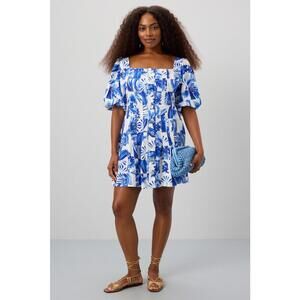 FARM Rio Off-White Garden Tiles Mini Dress Size M with missing buttons